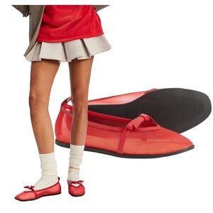 Free People Mesh Mania Bow Flat in Red